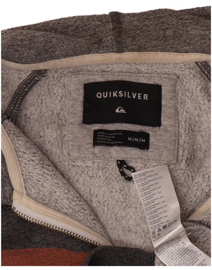 QUIKSILVER Mens Zip Hoodie Sweater Medium Grey Colourblock Cotton