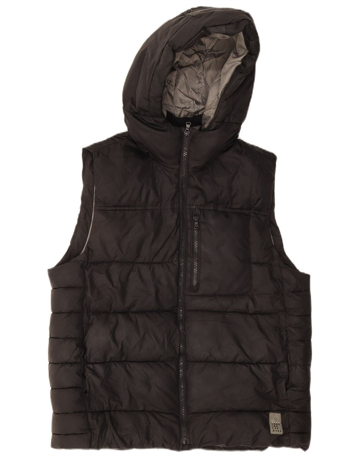 Zara Boys Hooded Padded Gilet 13-14 Years Black Polyester