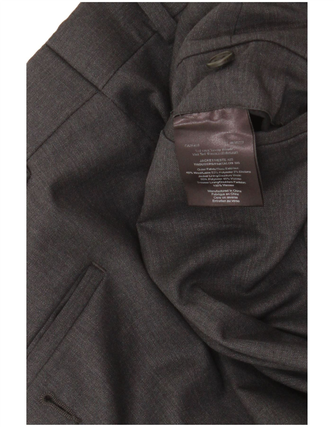 Ted Baker Mens Stretch 2 Button 2 Piece Suit UK 42 XL W36 L30 Grey Wool