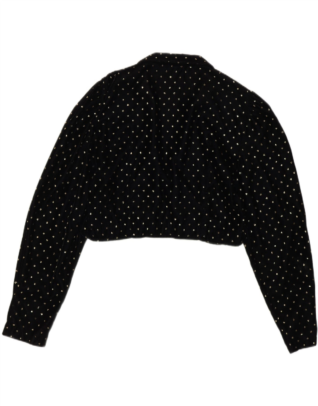 VINTAGE Womens Velvet Bolero Jacket UK 12 Medium Black Spotted Vintage Vintage and Second-Hand Vintage from Messina Hembry 