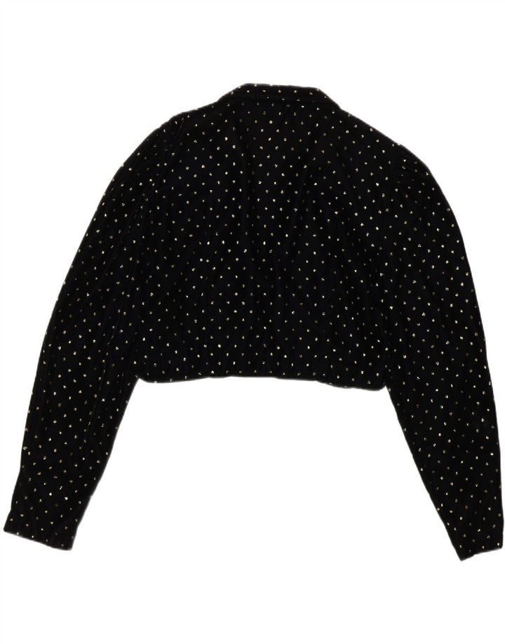 VINTAGE Womens Velvet Bolero Jacket UK 12 Medium Black Spotted Vintage Vintage and Second-Hand Vintage from Messina Hembry 