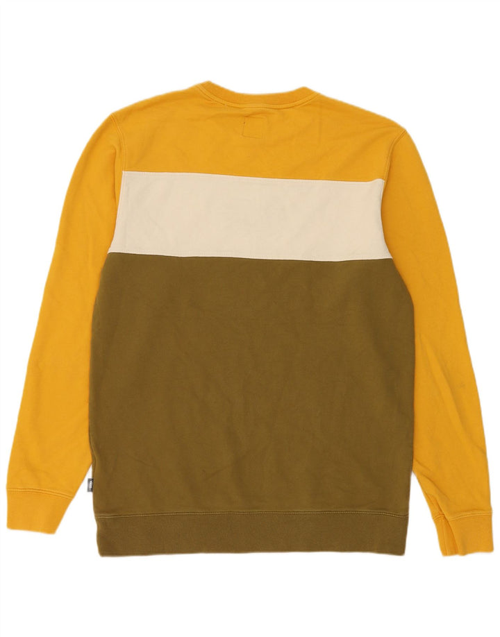 Vans Mens Graphic Sweatshirt Jumper Medium Yellow Colourblock Cotton