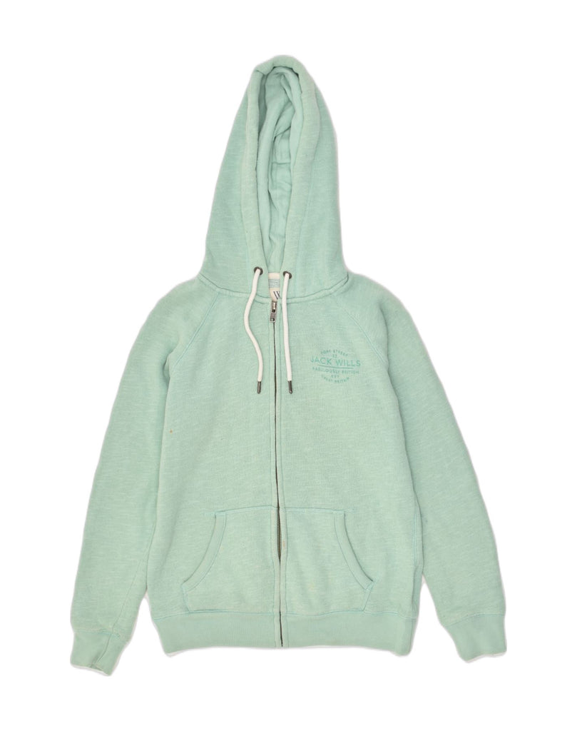 JACK WILLS Womens Zip Hoodie Sweater UK 10 Small  Green Cotton | Vintage Jack Wills | Thrift | Second-Hand Jack Wills | Used Clothing | Messina Hembry 