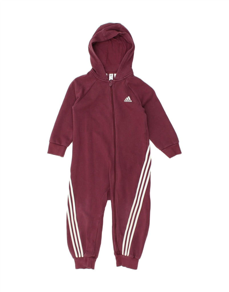 ADIDAS Boys Graphic Hooded Jumpsuit 3-4 Years Burgundy Cotton | Vintage Adidas | Thrift | Second-Hand Adidas | Used Clothing | Messina Hembry 