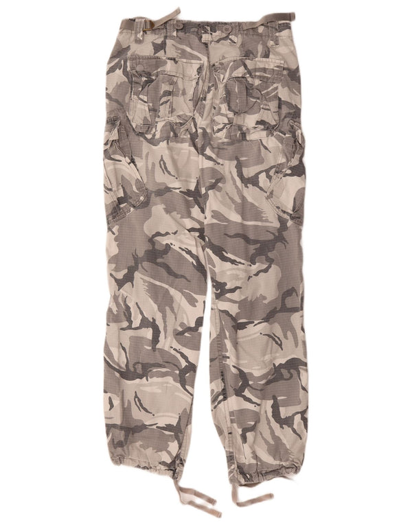 Fishbone Mens Joggers Cargo Trousers Medium W32 L31 Grey Camouflage Cotton