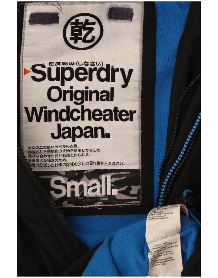Superdry Womens Windcheater Hooded Windbreaker Jacket UK 10 Small Black