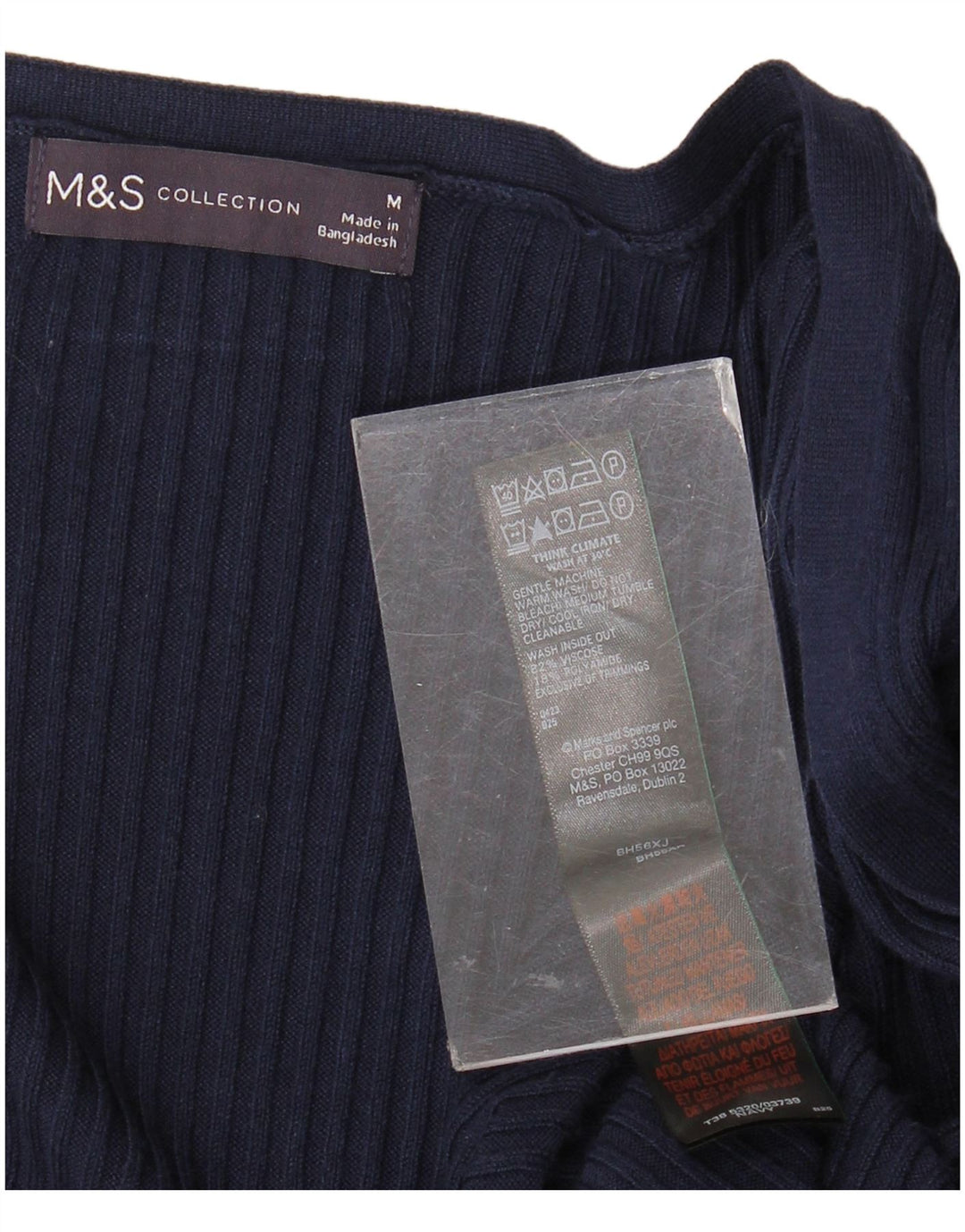 Marks & Spencer Womens Longline Cardigan Sweater UK 14 Medium Navy Blue