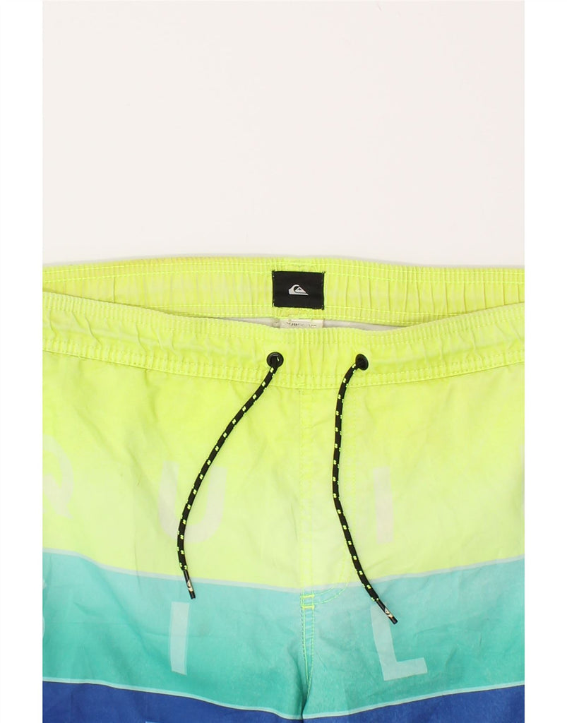 QUIKSILVER Mens Graphic Swimming Shorts XL Green Colourblock | Vintage Quiksilver | Thrift | Second-Hand Quiksilver | Used Clothing | Messina Hembry 