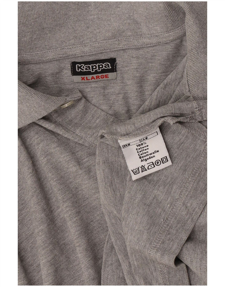 KAPPA Mens Graphic Polo Shirt Large Grey Colourblock Cotton