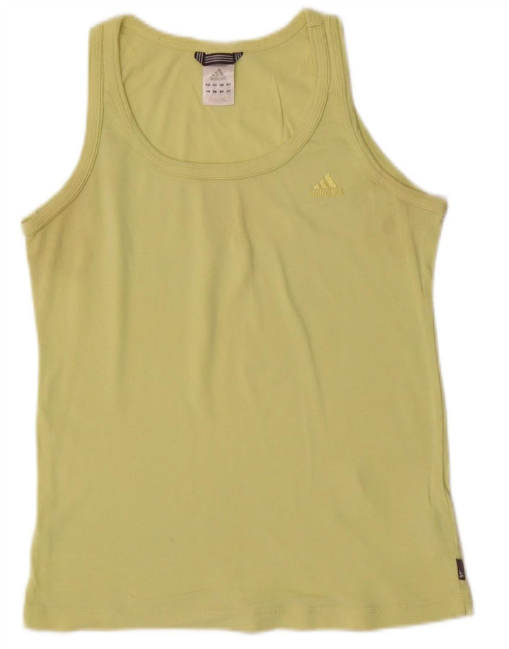 ADIDAS Womens Vest Top UK 14 Medium Green Cotton