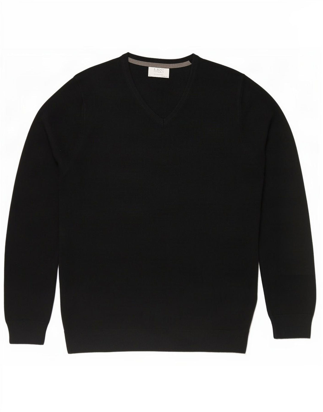 Marks & Spencer Mens Regular Fit V-Neck Jumper Sweater Medium Black Acrylic