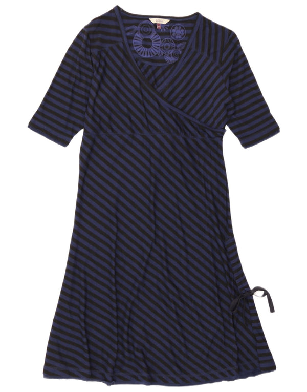 Fat Face Womens Maxi Dress UK 14 Medium Navy Blue Striped Polyester