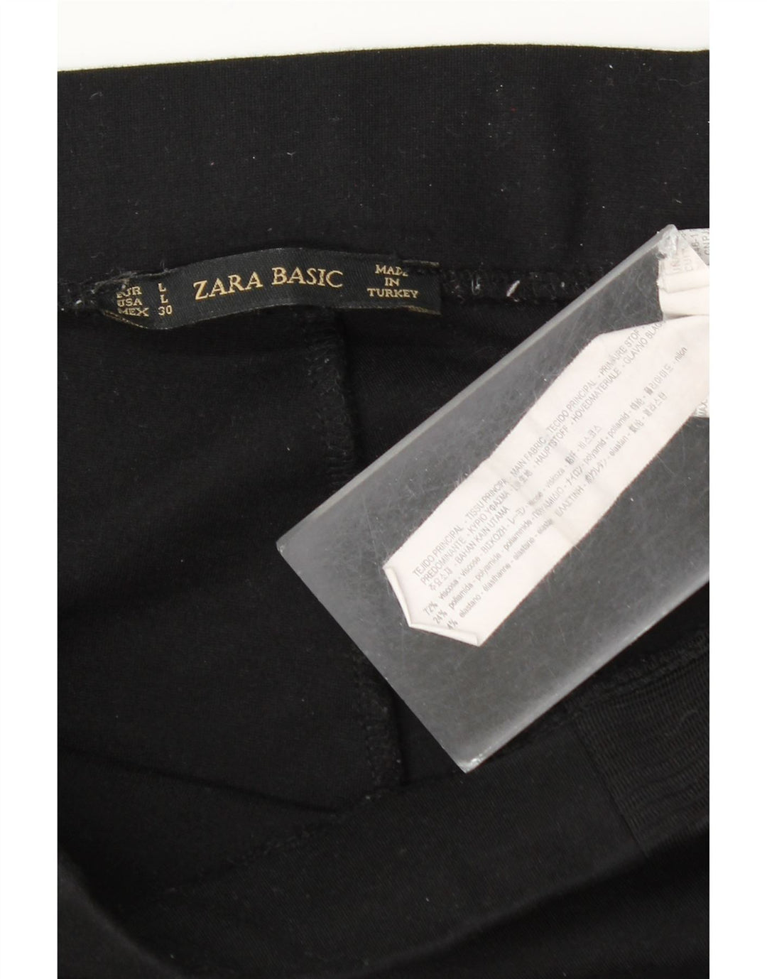 Zara Womens Leggings UK 14 Large  Black Viscose