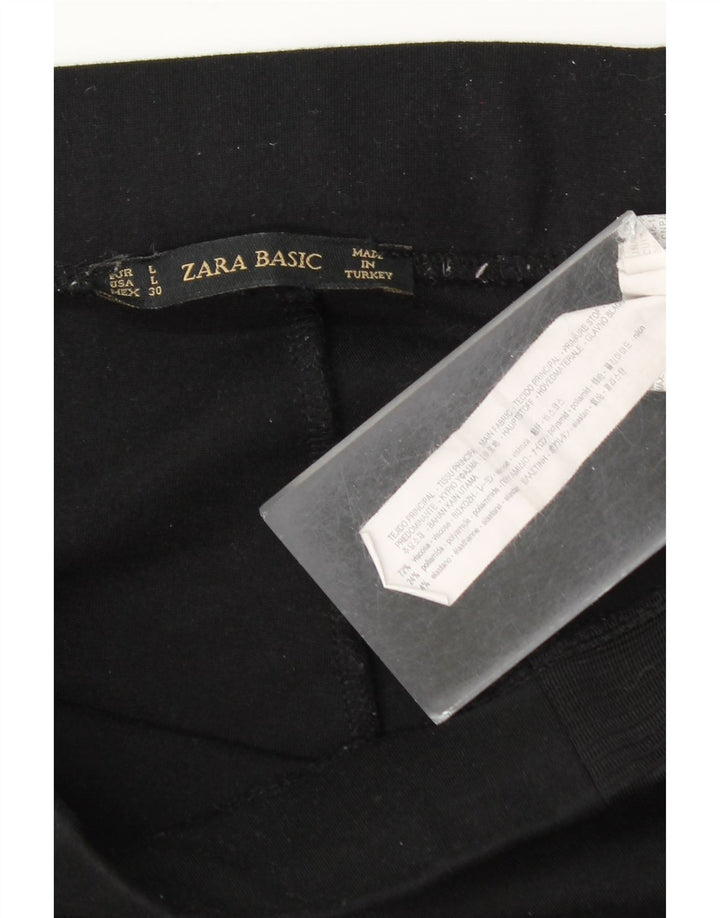Zara Womens Leggings UK 14 Large  Black Viscose