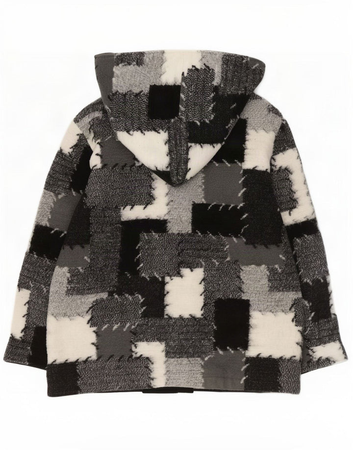 Vintage Womens Hooded Windbreaker Jacket UK 14 Medium Grey Patchwork