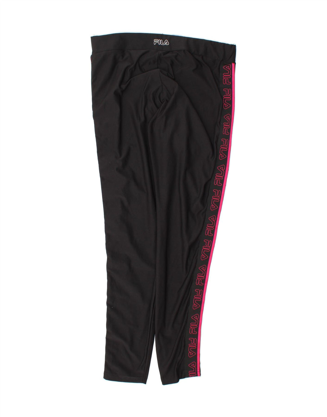 FILA Womens Graphic Leggings UK 14 Large  Black Polyester Vintage Fila and Second-Hand Fila from Messina Hembry 