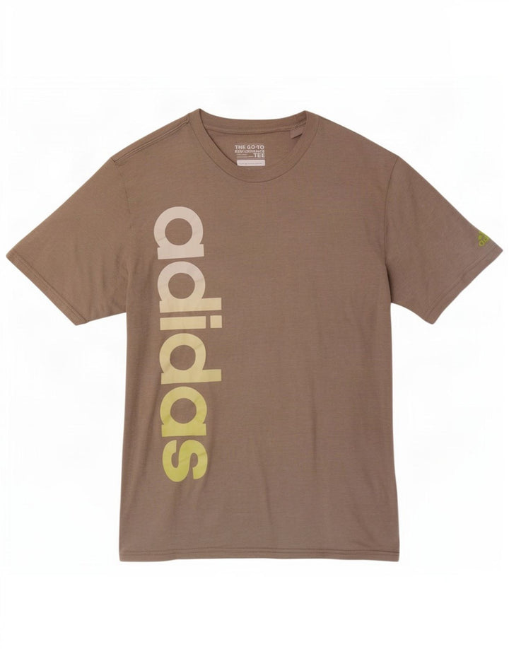 Adidas Mens Graphic T-Shirt Top Large Brown Polyester