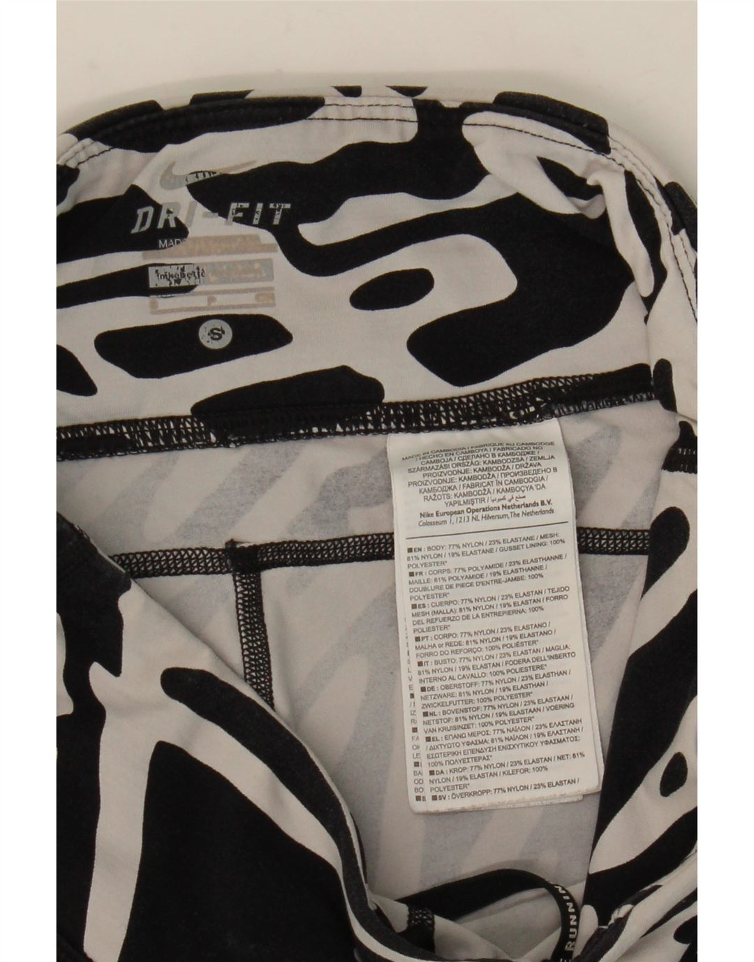 NIKE Womens Dri Fit Abstract Pattern Leggings UK 8 Small  Black Nylon