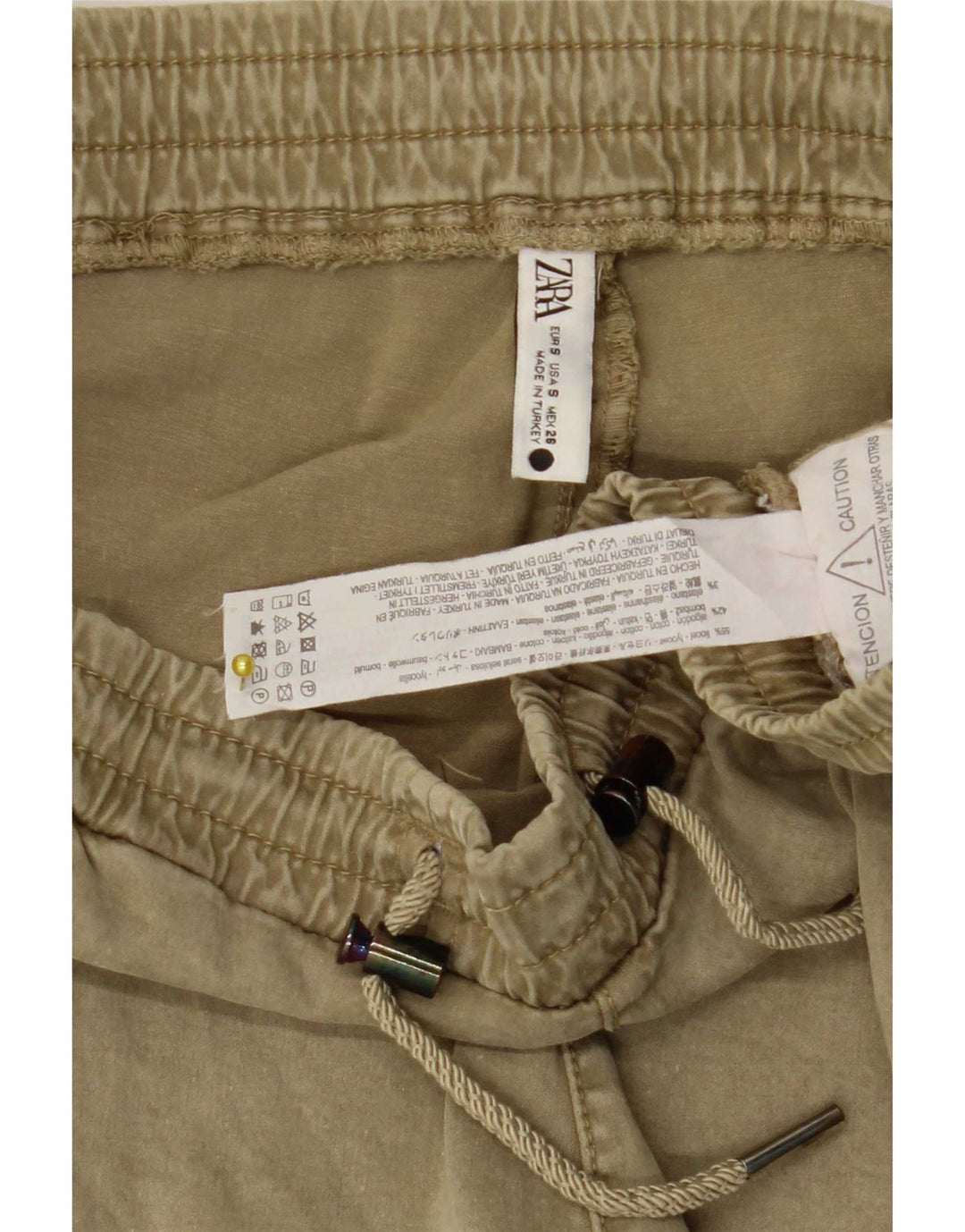 Zara Womens Joggers Trousers Small W26 L26 Khaki Lyocell