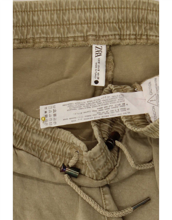 Zara Womens Joggers Trousers Small W26 L26 Khaki Lyocell