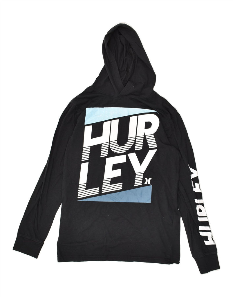 HURLEY Boys Graphic Hoodie Jumper 13-14 Years XL Black Cotton | Vintage Hurley | Thrift | Second-Hand Hurley | Used Clothing | Messina Hembry 