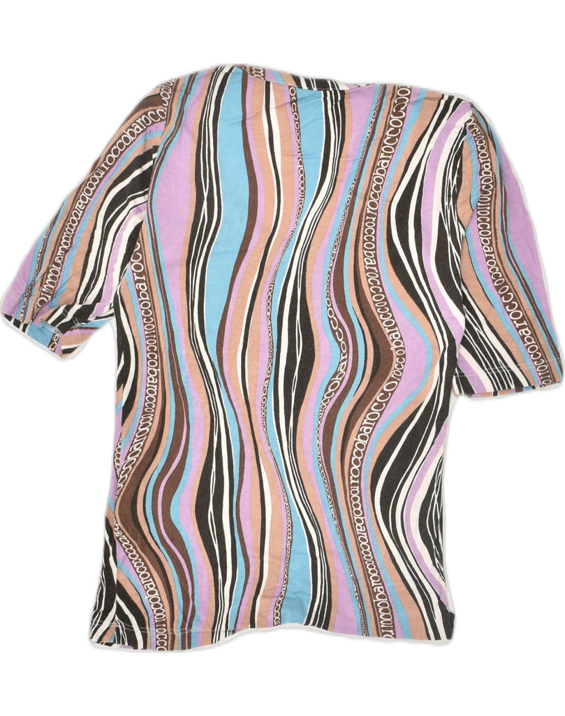 ROCCOBAROCCO Womens T-Shirt Top IT 42 Medium Multicoloured Striped Viscose | Vintage Roccobarocco | Thrift | Second-Hand Roccobarocco | Used Clothing | Messina Hembry 