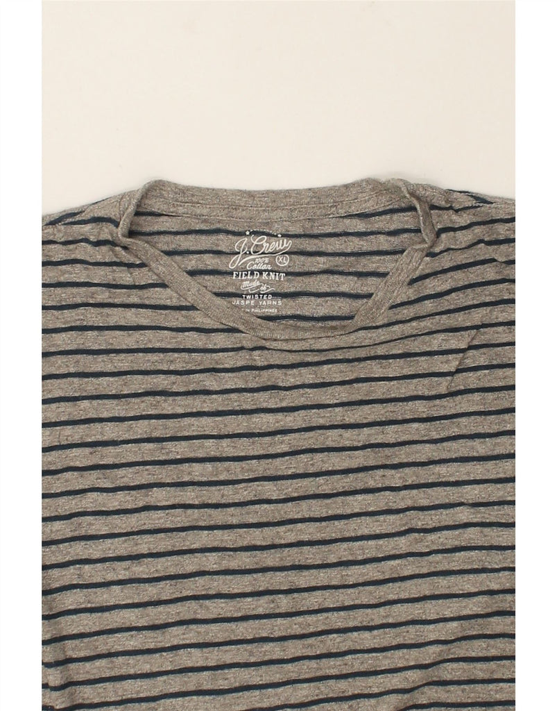 J. CREW Mens T-Shirt Top XL Grey Striped Cotton | Vintage J. Crew | Thrift | Second-Hand J. Crew | Used Clothing | Messina Hembry 