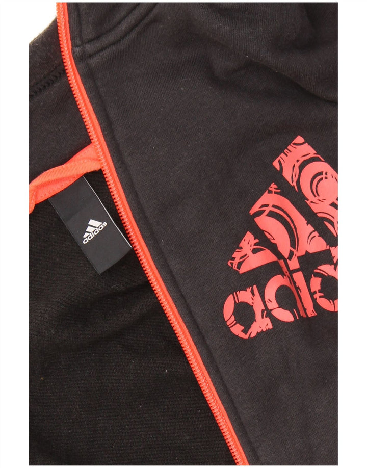ADIDAS Womens Graphic Tracksuit Top Jacket UK 16 Large Grey
