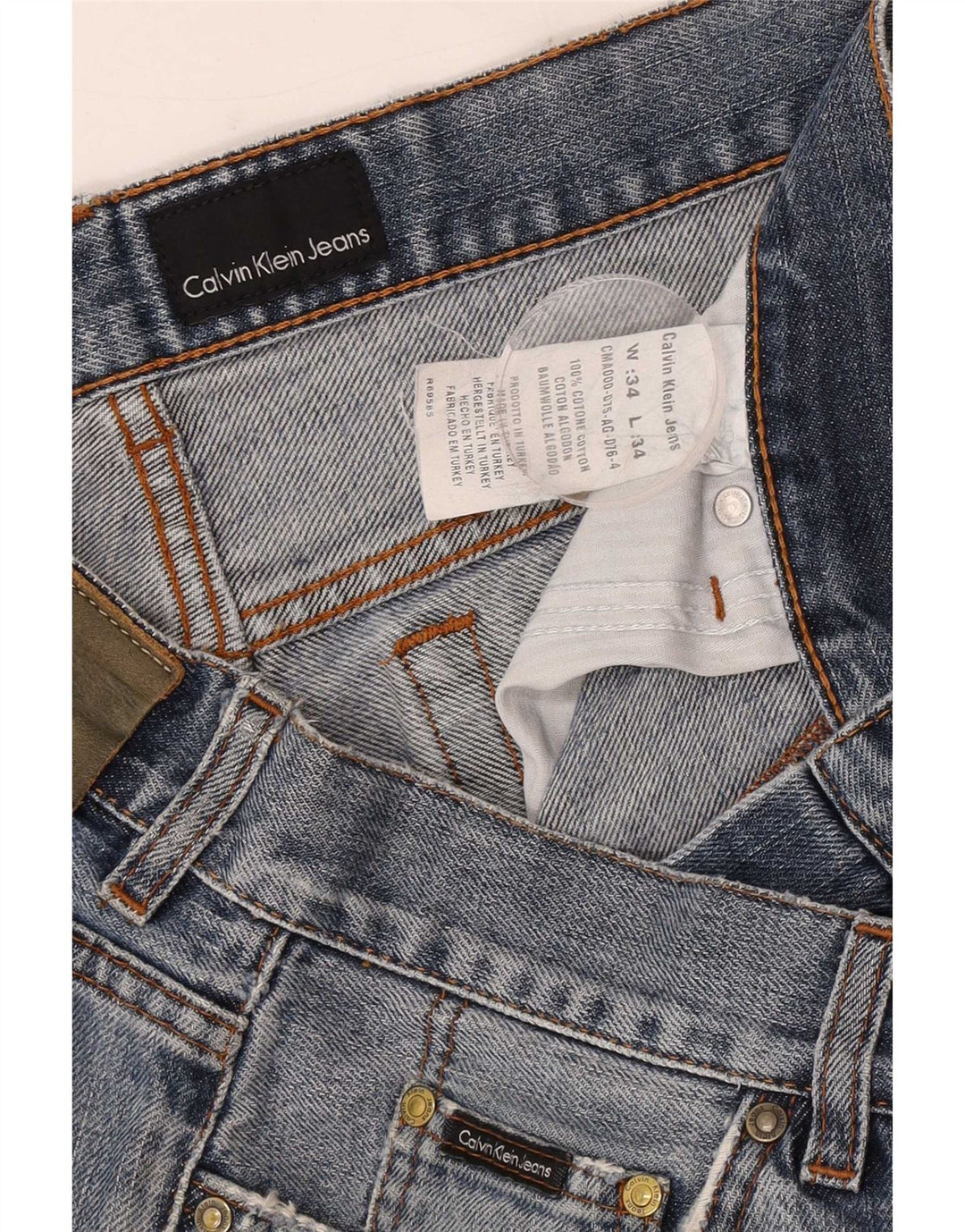 Calvin Klein Mens Denim Shorts W34 Large Blue Cotton