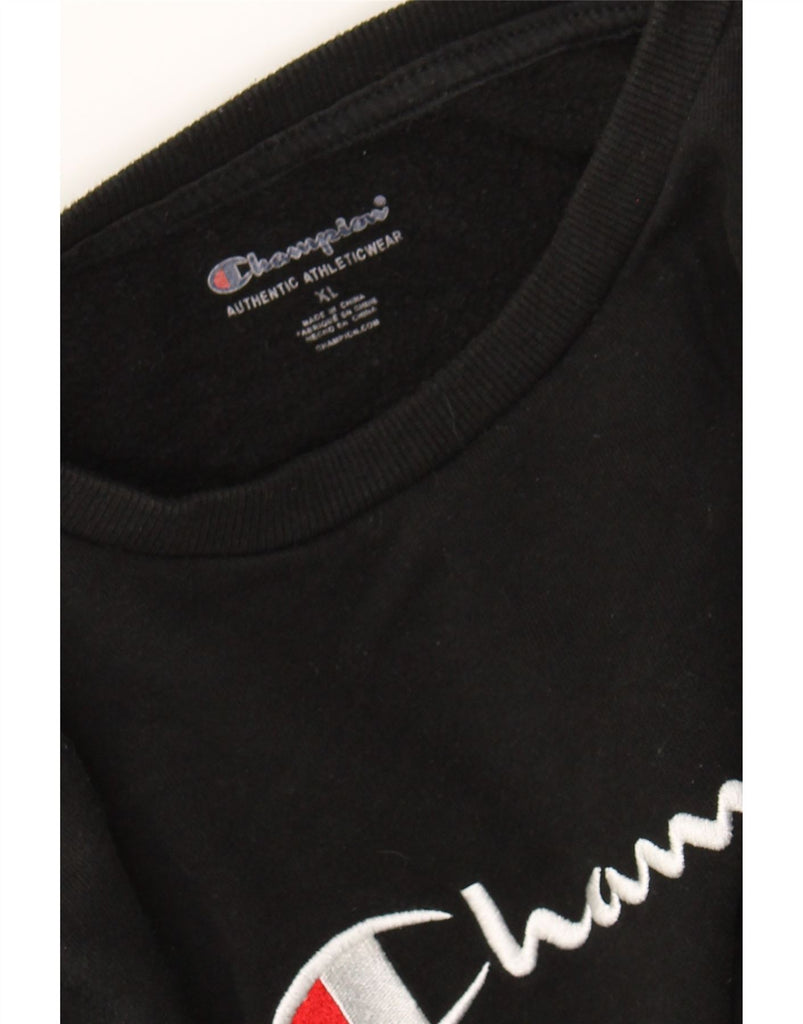 CHAMPION Girls Graphic Sweatshirt Jumper 13-14 Years XL Black Cotton Vintage Champion and Second-Hand Champion from Messina Hembry 