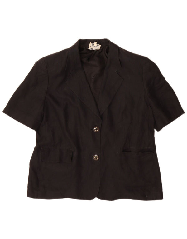Luisa Spagnoli Womens Short Sleeve 2 Button Blazer Jacket IT 52 2XL Black