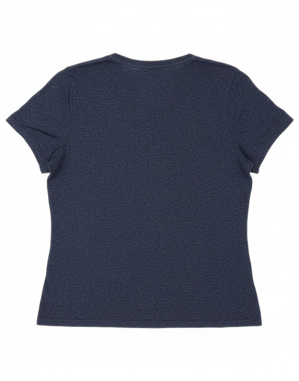 Superdry Womens Heritage Graphic T-Shirt Top UK 16 Large Navy Blue Flecked