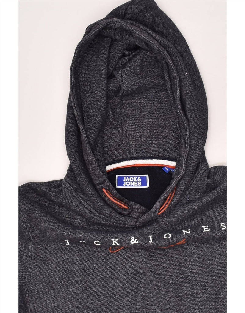 JACK & JONES Boys Graphic Hoodie Jumper 13-14 Years Navy Blue Colourblock | Vintage Jack & Jones | Thrift | Second-Hand Jack & Jones | Used Clothing | Messina Hembry 