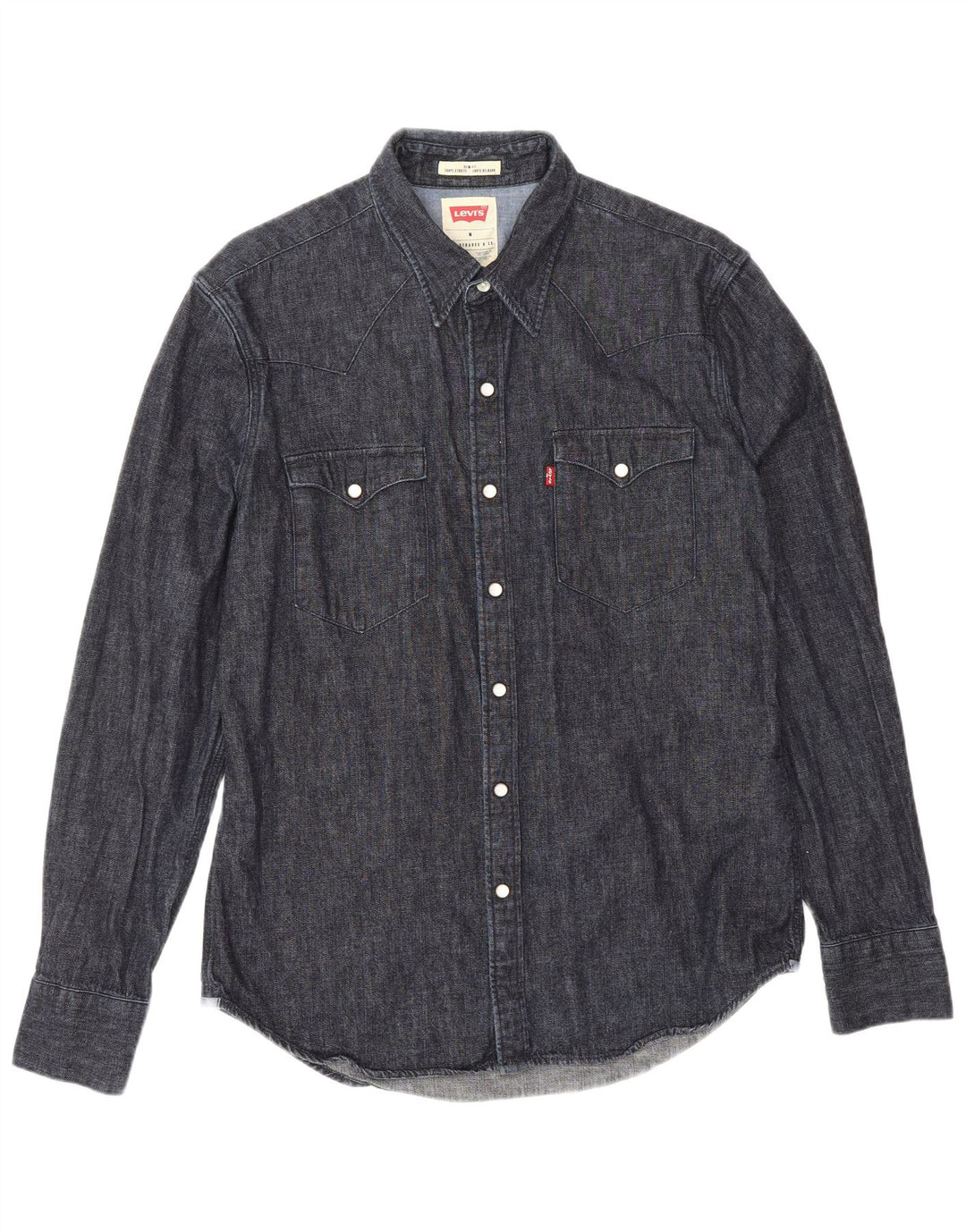 LEVI'S Mens Slim Fit Denim Shirt Medium Navy Blue Cotton
