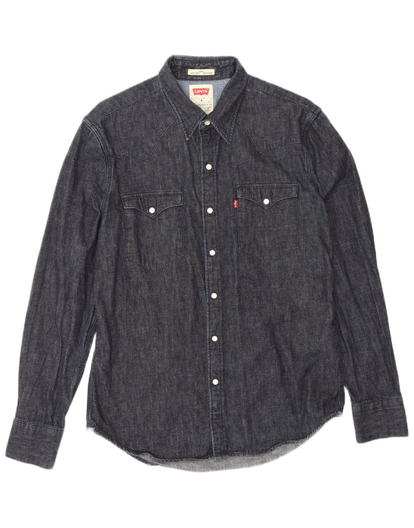 LEVI'S Mens Slim Fit Denim Shirt Medium Navy Blue Cotton