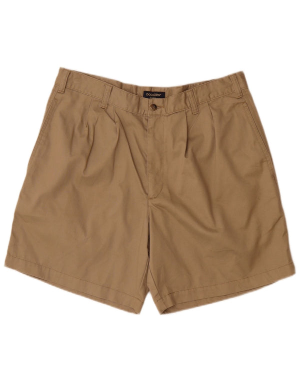 DOCKERS Mens Pegged Chino Shorts W34 Large Beige Cotton