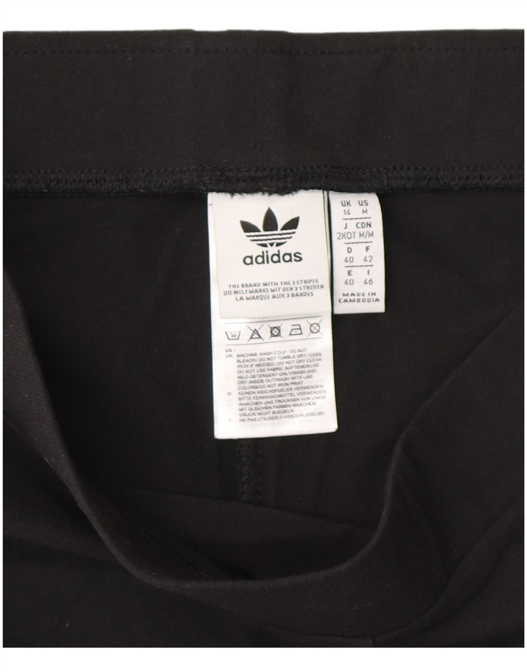 Adidas Womens Leggings UK 14 Medium Black Striped Cotton