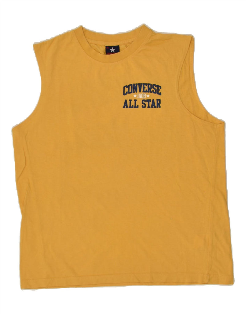 CONVERSE Mens Graphic Vest Top Medium Yellow Cotton | Vintage Converse | Thrift | Second-Hand Converse | Used Clothing | Messina Hembry 