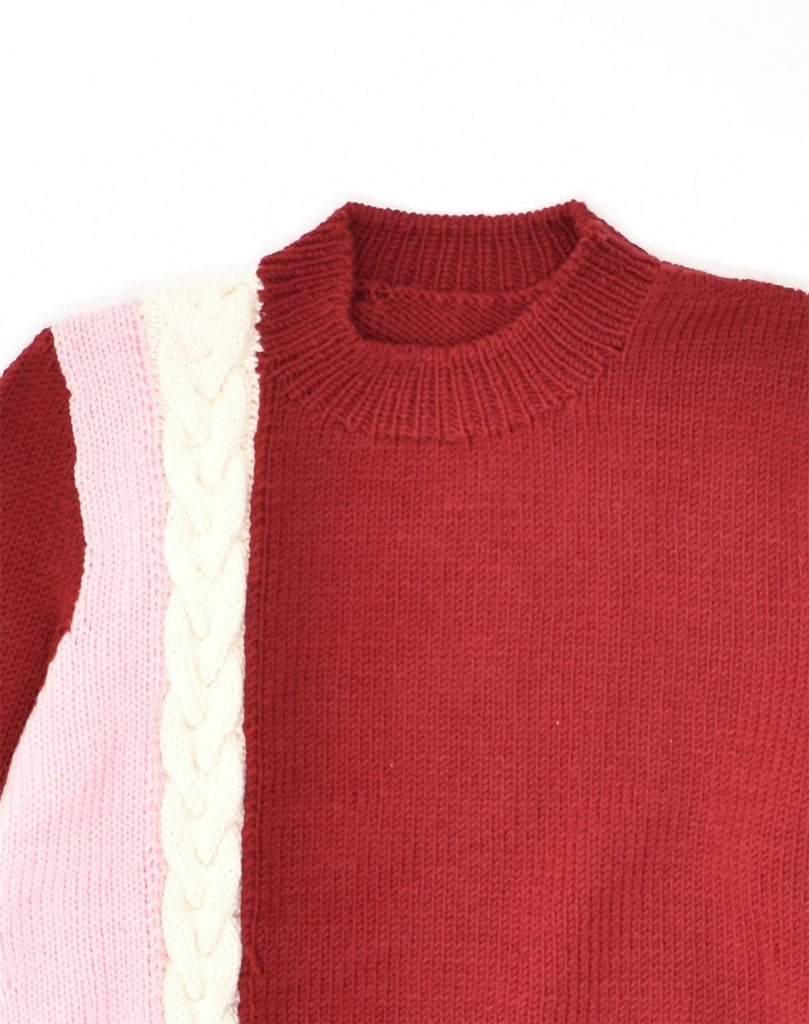 VINTAGE Womens Turtle Neck Jumper Sweater UK 12 Medium Maroon Colourblock | Vintage Vintage | Thrift | Second-Hand Vintage | Used Clothing | Messina Hembry 