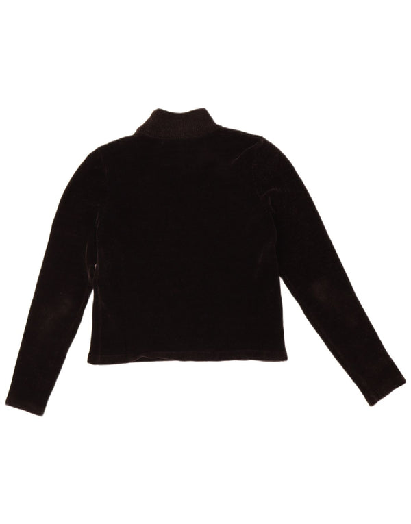 Zara Womens Velour Crop Turtle Neck Jumper Sweater UK 8 Small Black