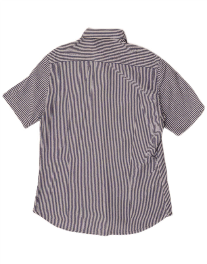 Kappa Mens Short Sleeve Shirt Large Blue Pinstripe Cotton