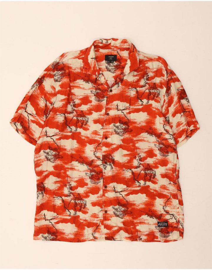 Superdry Mens Short Sleeve Shirt XL Red Tie Dye Cupro