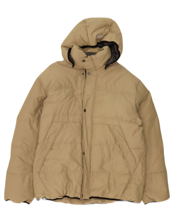 INVICTA Mens Hooded Padded Jacket UK 44 2XL Beige Cotton Vintage Invicta and Second-Hand Invicta from Messina Hembry 
