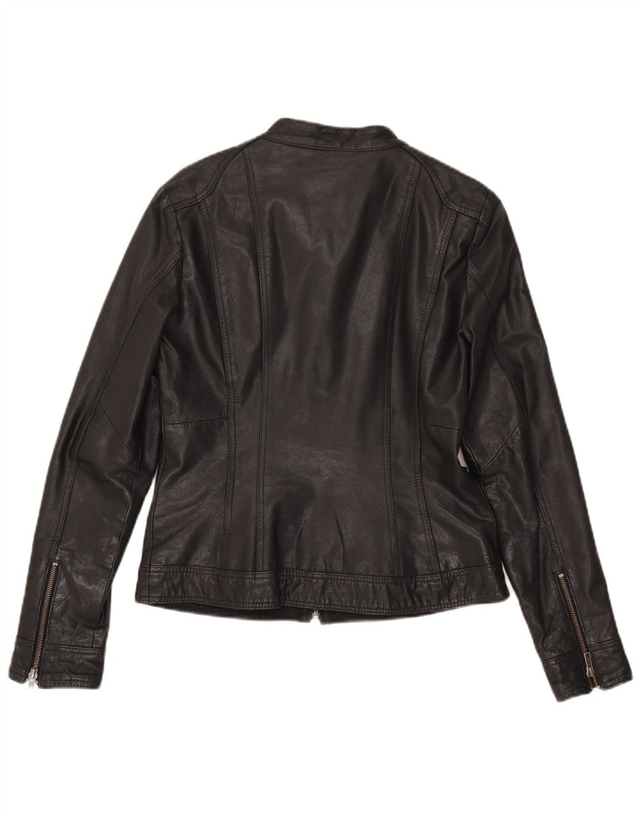 Only Womens Leather Racer Jacket IT 38 XS Black Leather