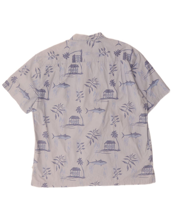 Red Macaw Mens Hawaiian Short Sleeve Shirt Size 46/48 XL Blue Cotton