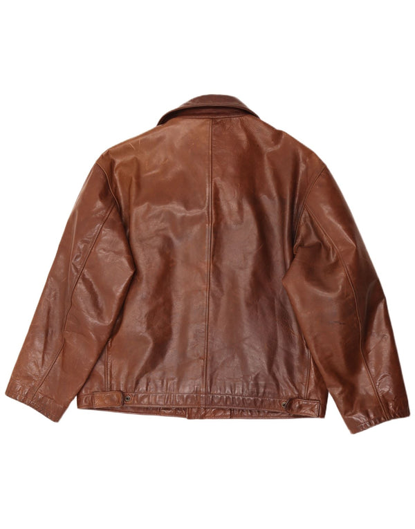 Herman & Sons Mens Leather Jacket IT 50 Large Brown