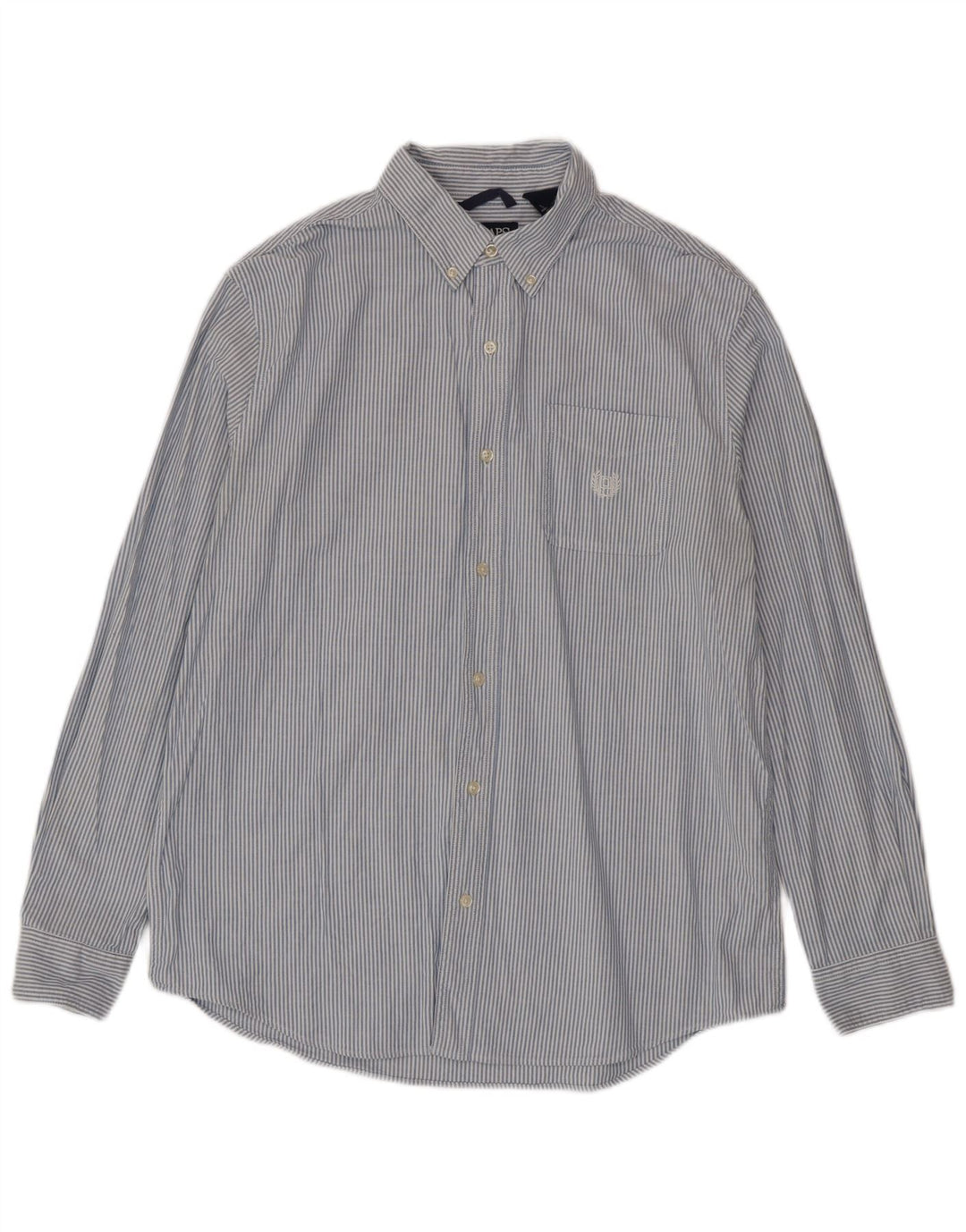 Chaps Mens Shirt Large Blue Pinstripe Cotton