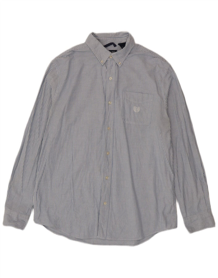 Chaps Mens Shirt Large Blue Pinstripe Cotton