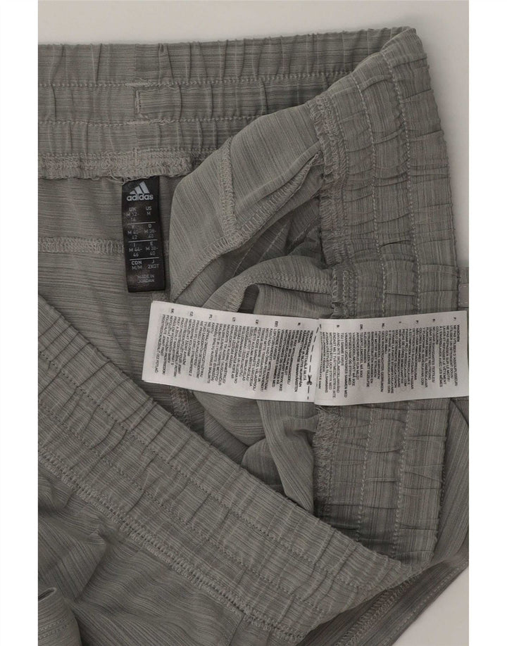 Adidas Womens Sport Shorts UK 12/14 Medium Grey Pinstripe Polyester