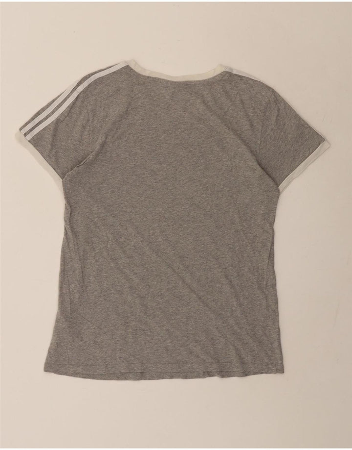 Adidas Womens Oversized T-Shirt Top UK 6 XS Grey Cotton